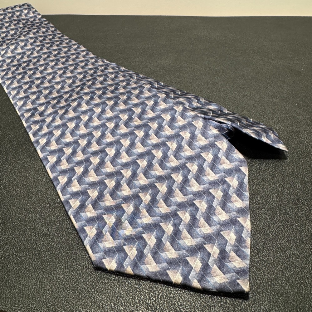 Uomo Venetto Tie Purple Geometric Abstract Italian 100% Silk Korea Necktie